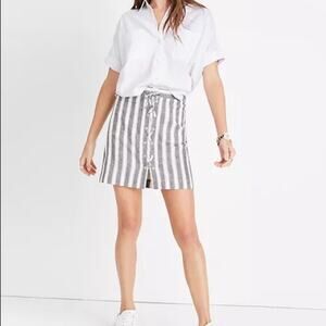 Madewell Striped Lace-Up Skirt